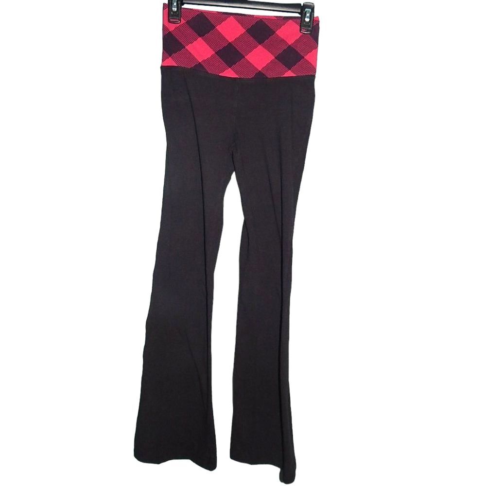 Joe Boxer Women’s Juniors XS Black Pink Plaid Vintage Y2K Flare Yoga Pants